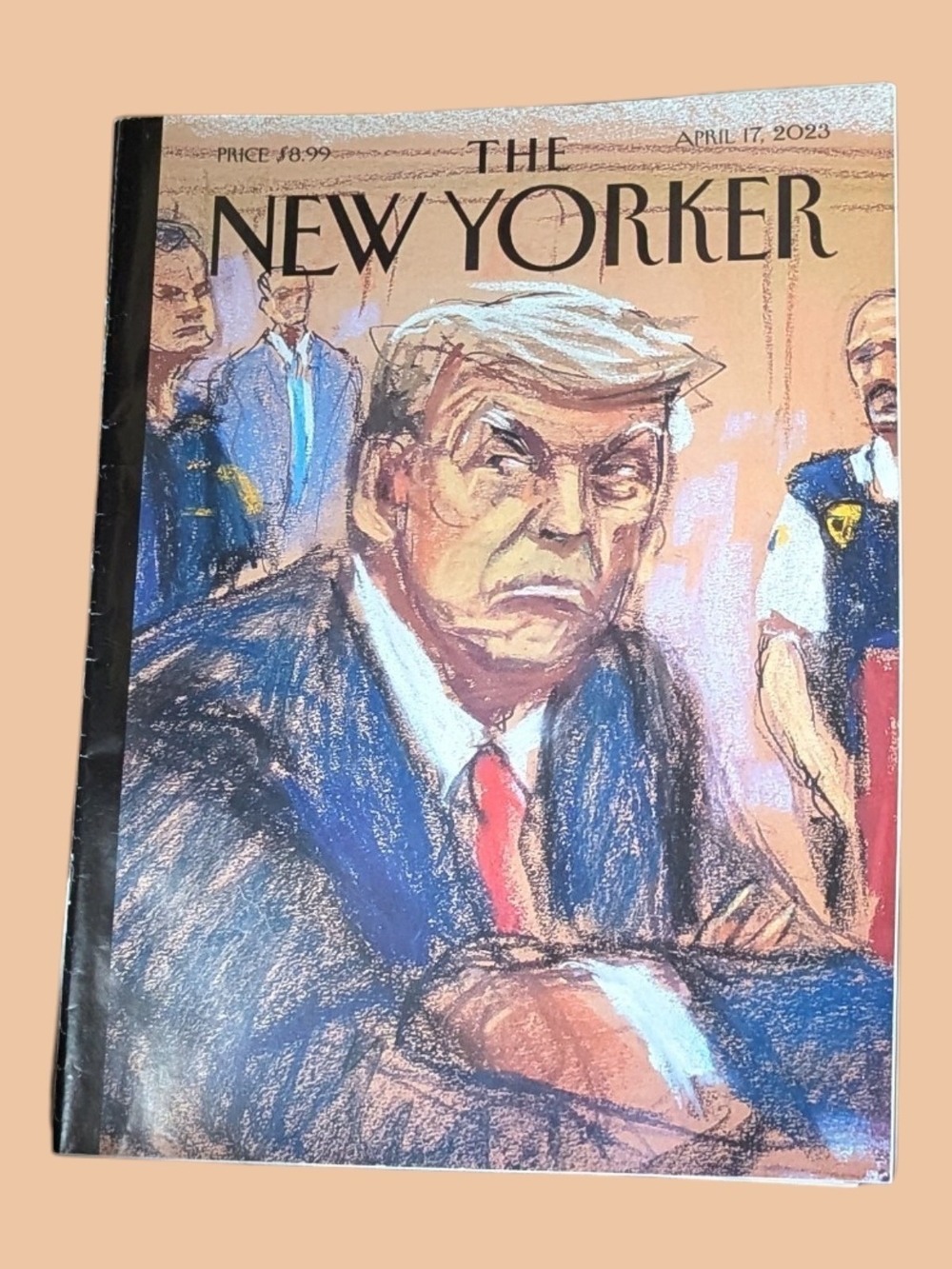 The New Yorker Magazine April 17, 2023 Cover - Trump Courtroom Sketch